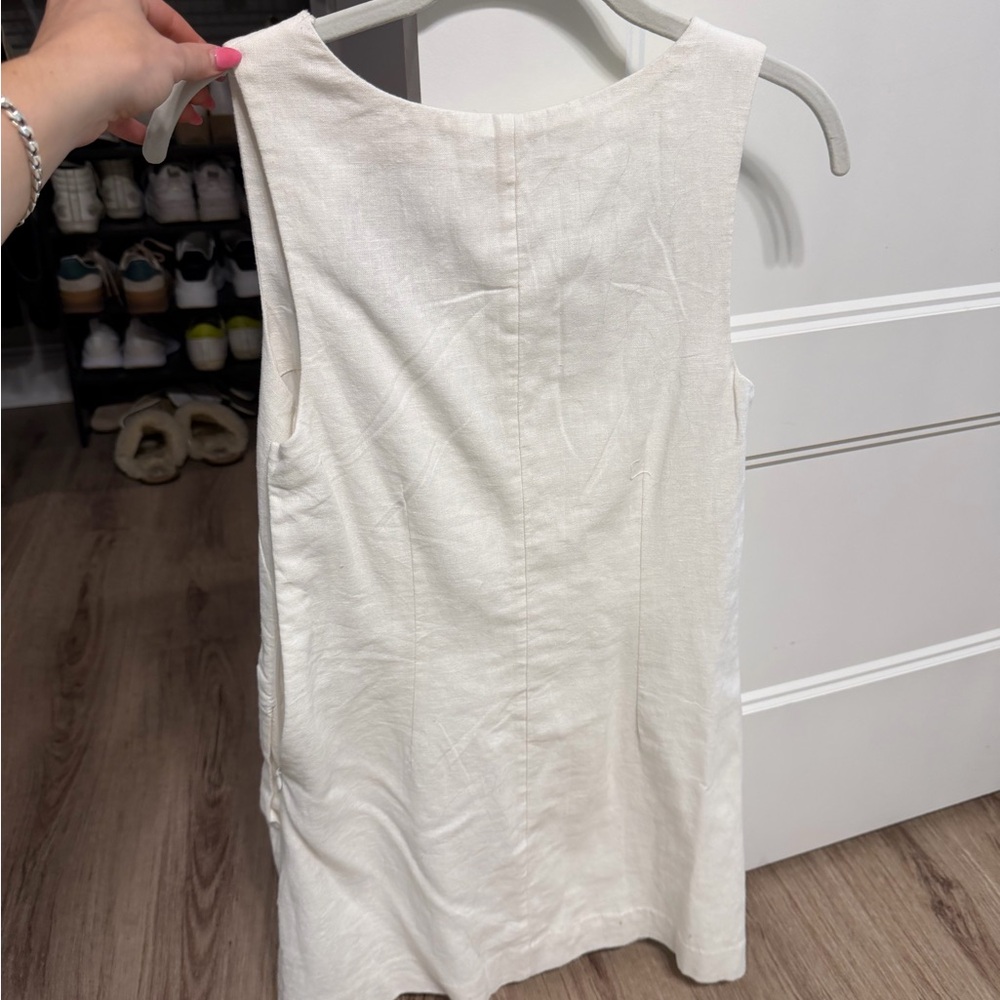 Abercrombie & Fitch White Linen Square-Neck Shift Dress - Picture 4 of 4